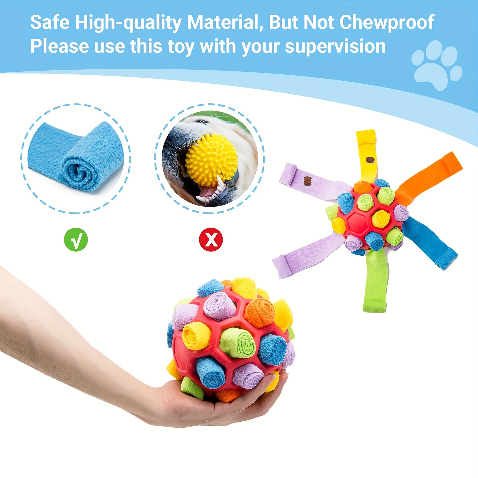 Larimuer Pet Snuffle Ball, Puzzle Sniffing Interactive Dog Ball for Blind  Dogs Training Stress Relief Dog Enrichment Toys Treat Ball Machine Washable