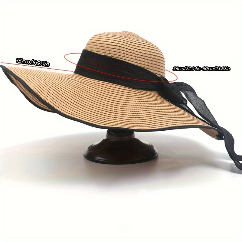 Trendy Travel Straw Hat Summer Wide Brim Hats Solid Color - Temu