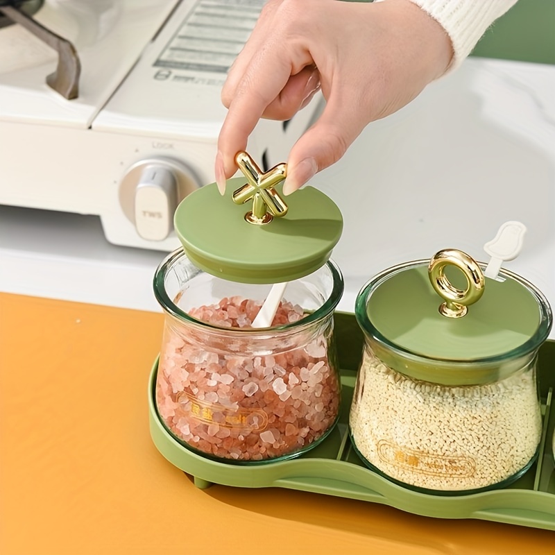 Transparent Spice Jar Set Salt and Pepper Seasoning Bottle Colorful Lid  Kitchen Condiment Cruet Storage Container