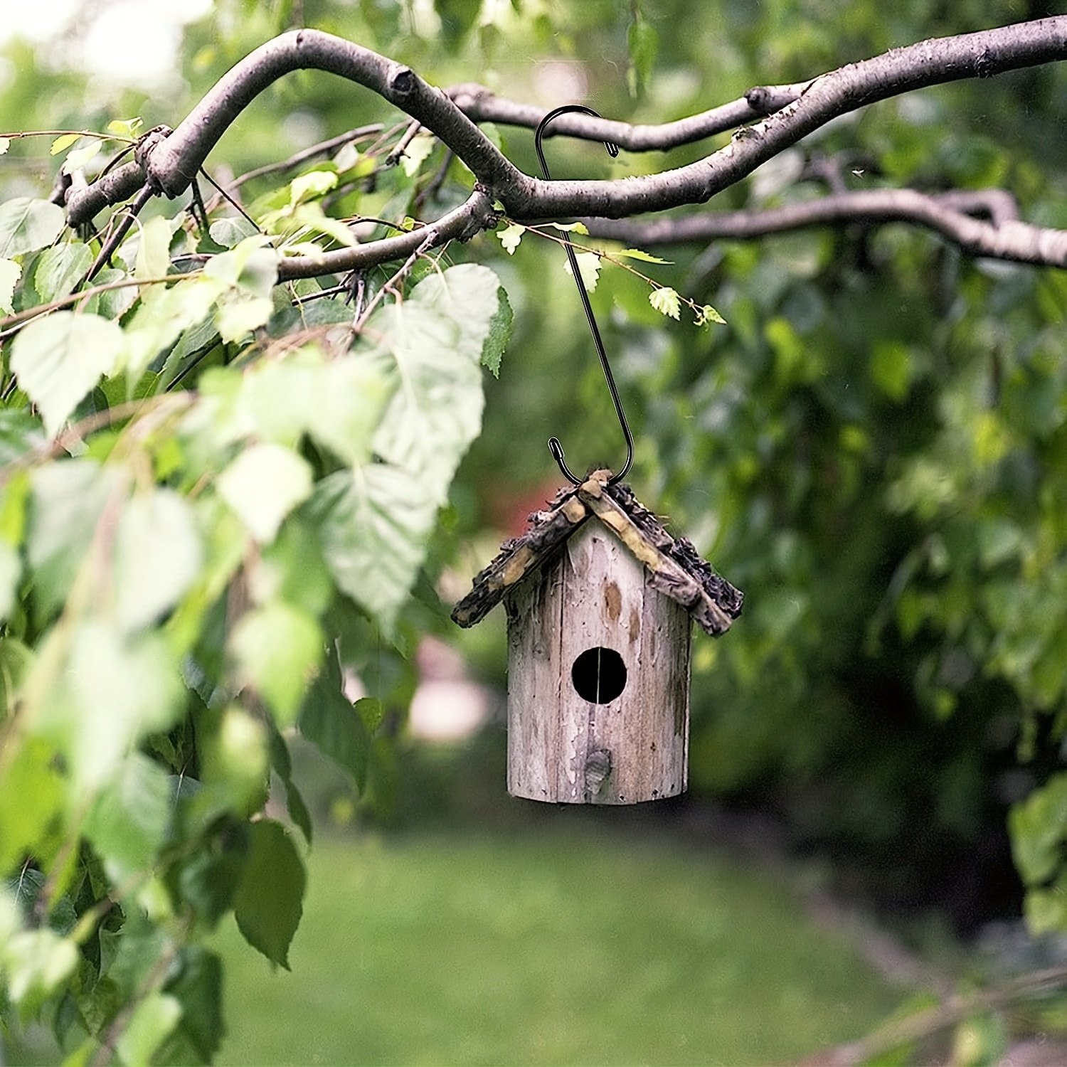 S Hooks for Hanging Plants - Heavy Duty Tree Branch Black Extension Bird  Feeder