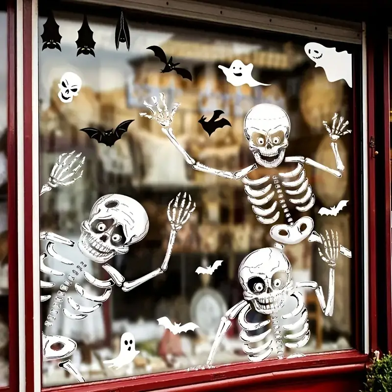 Halloween Skelett Fenster Aufkleber Dekoration Spukhaus - Temu Austria