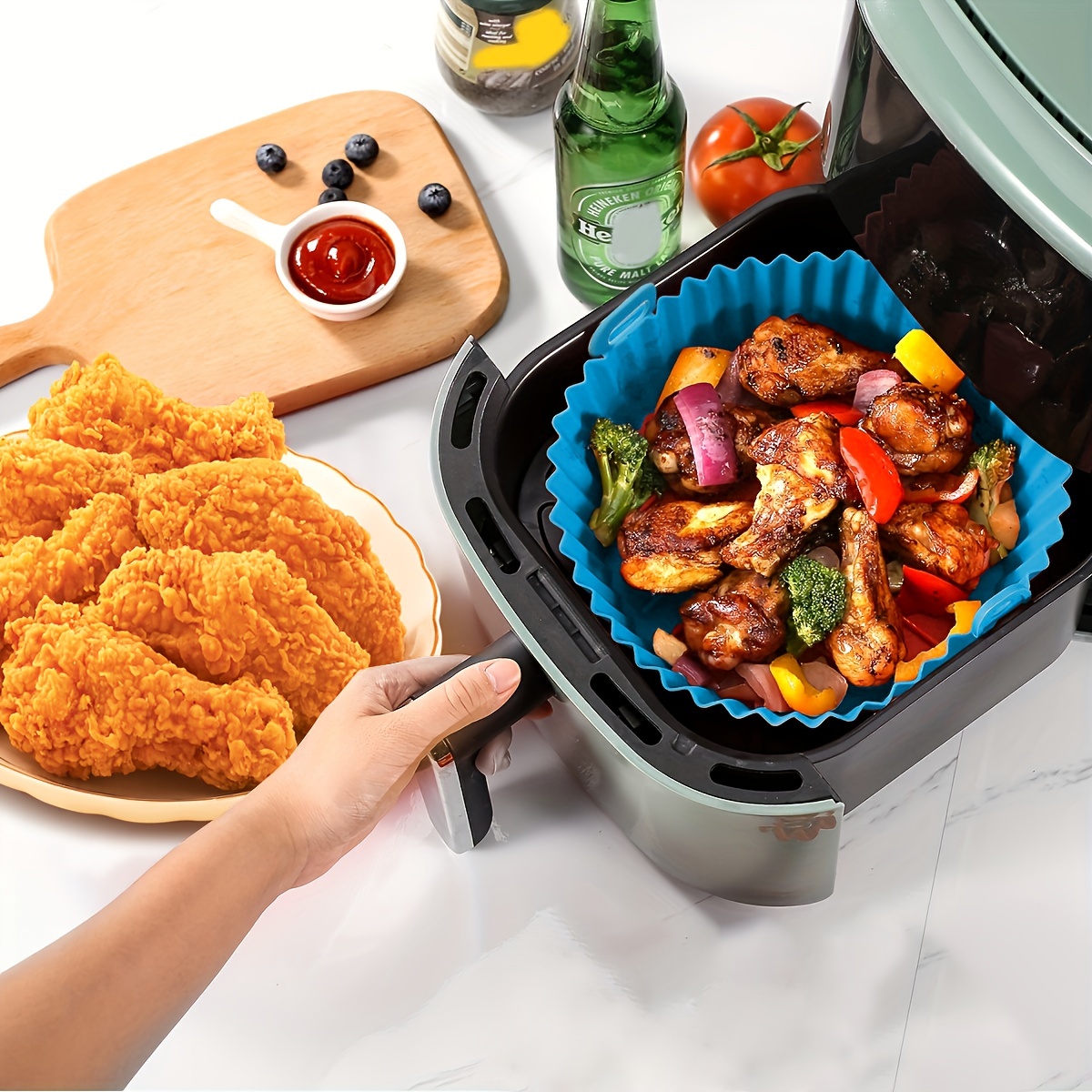 Silicone Air Fryer Liner (bottom ), Round Air Fryer Liners Pot