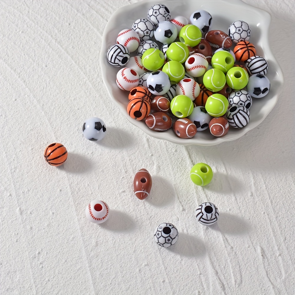 Diy Beaded Sports Ball Loose Beads For Diy Sporty Necklace - Temu