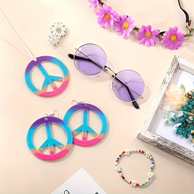 Women's Hippie Clothing Set Includes Sunglasses Peace Sign - Temu