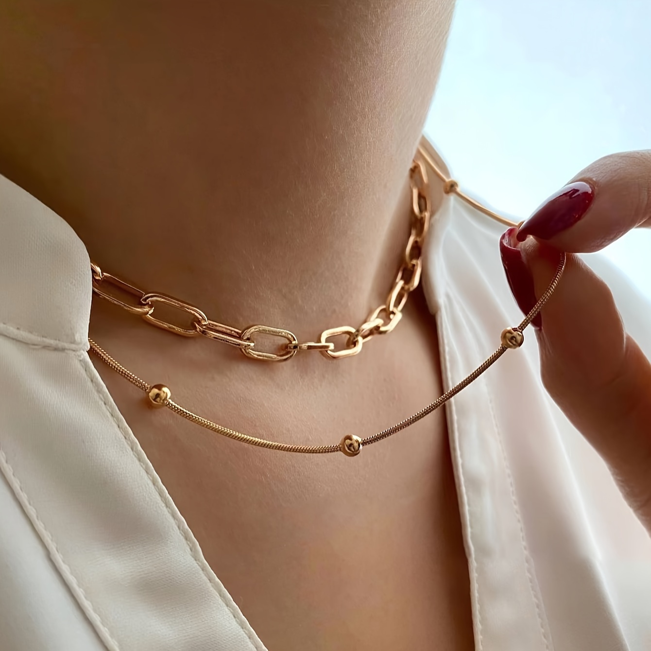 Premium Copper Golden Necklace Blade Snake Bone Embossed - Temu