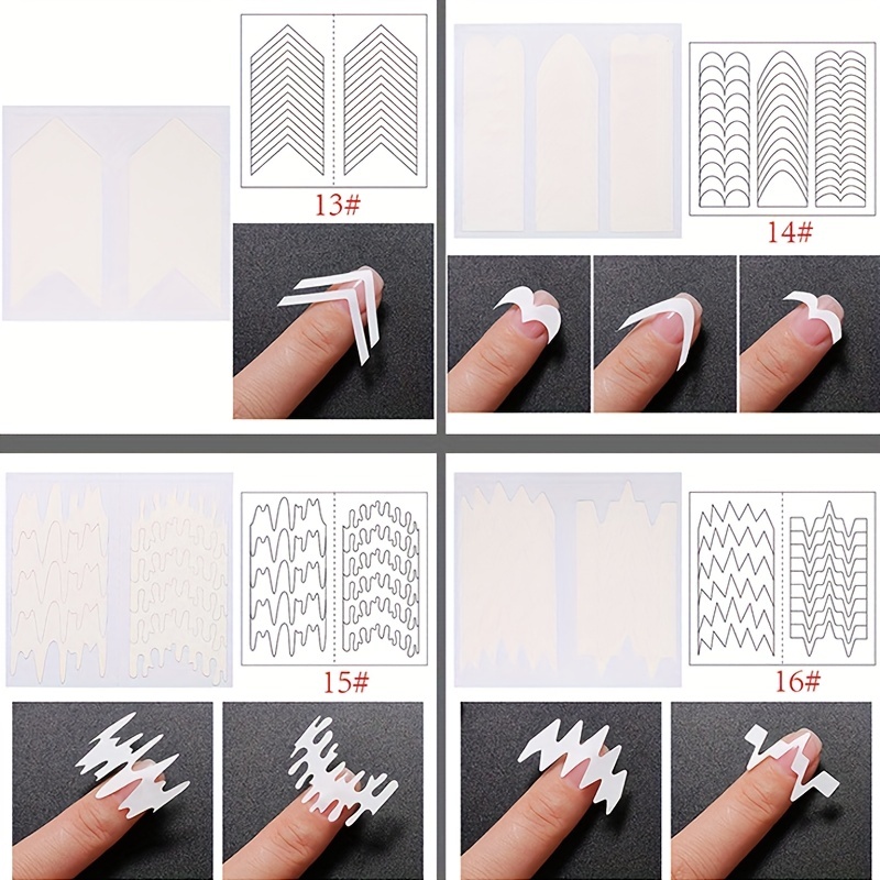 24pcs,French Manicure Nail Stickers, Nail Art Tips Guides For DIY  Decoration Stencil Tools