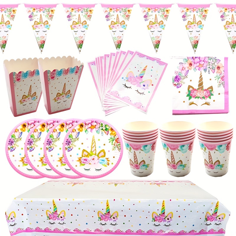 Unicorn Birthday Party Supplies For Girls Serves 24 Unicorn - Temu
