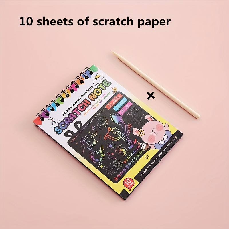 10 feuilles de papier de peinture à gratter papier à gratter avec bâton de