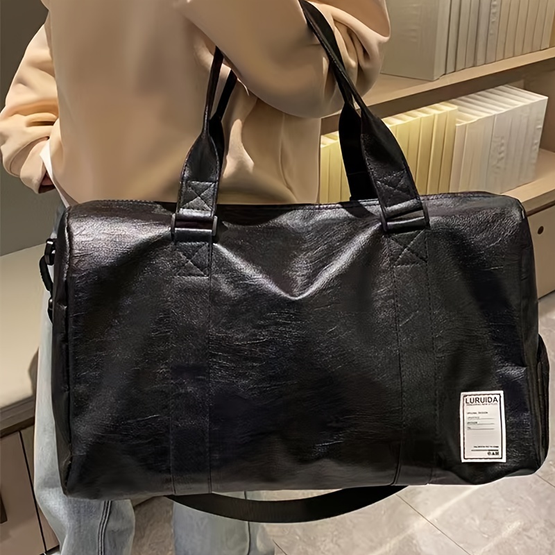 Mens leather sports bag hot sale