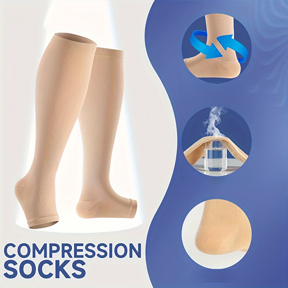 3 Pairs Graduated Compression Socks for Women Men 20-30mmHg