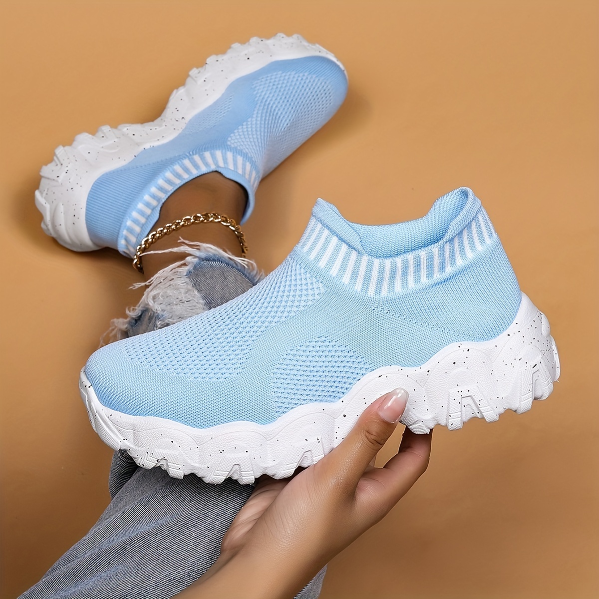 Zapatillas De Deporte Con Calcetín De Plataforma Para Mujer - Temu