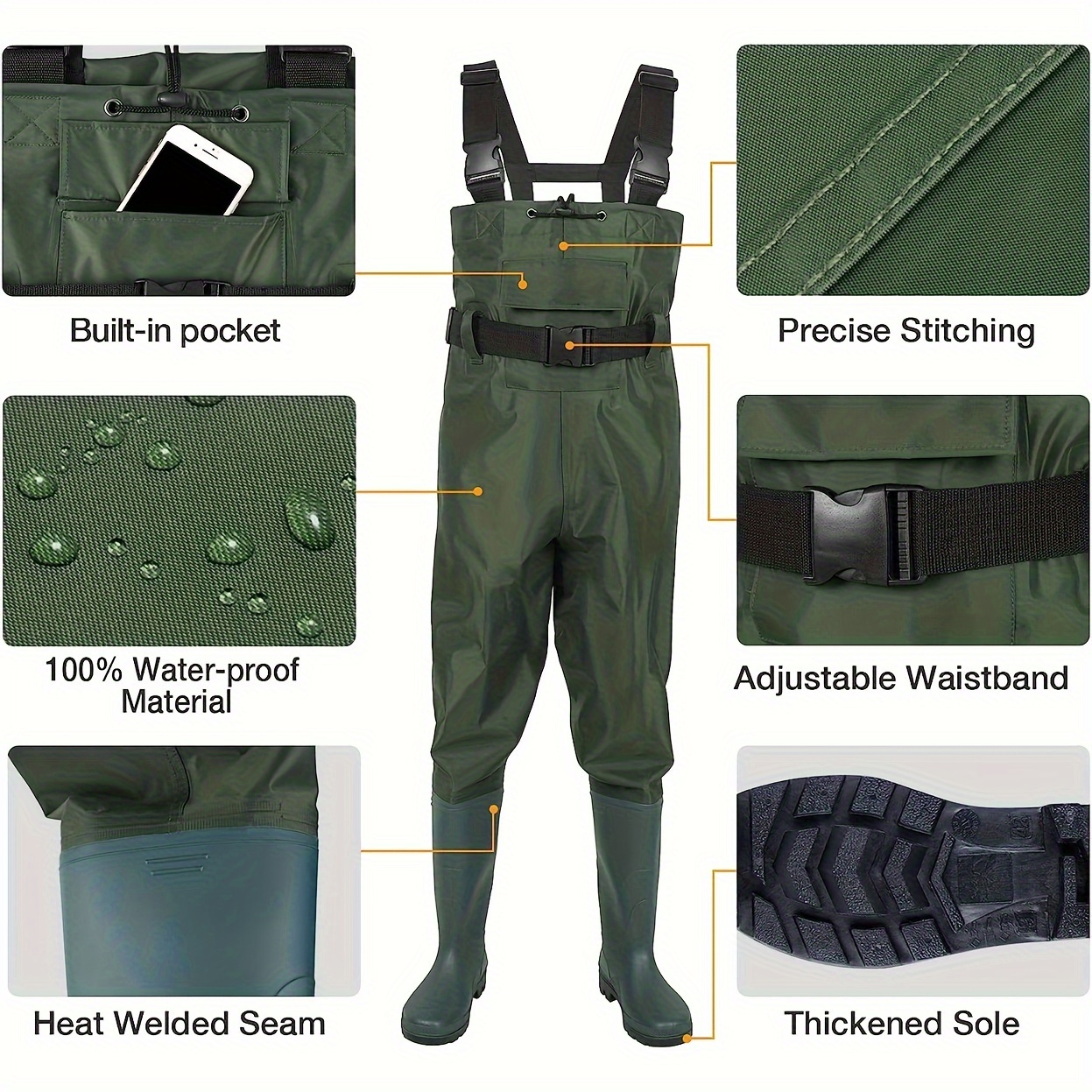 Fishing Trousers Boots in one Waterproof Jumpsuit - Temu Canada