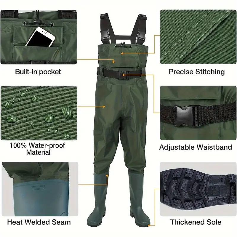 Fishing Waders Wader for Men with Boots Waterproof Overall Chest Waders  Hunting