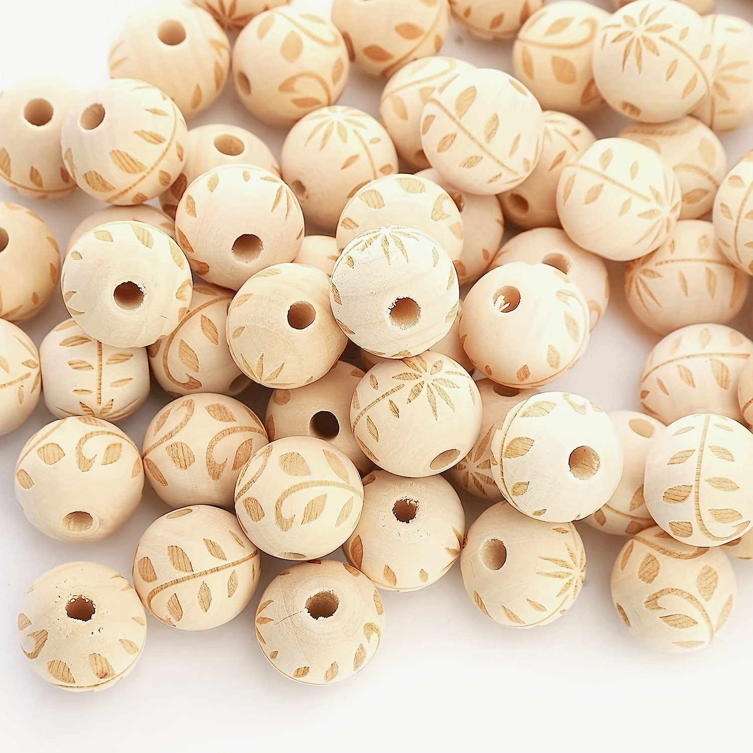 Wooden Handmade Diy Beads Bulk Round Loose Beads Log Color - Temu