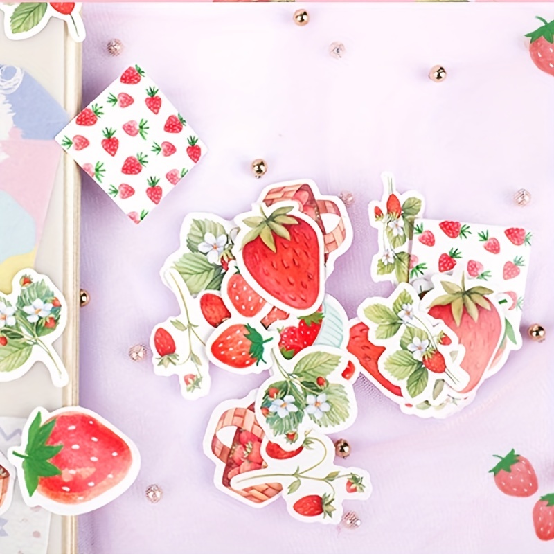 Boxed Stickers Strawberry Handbook Items Decorative - Temu