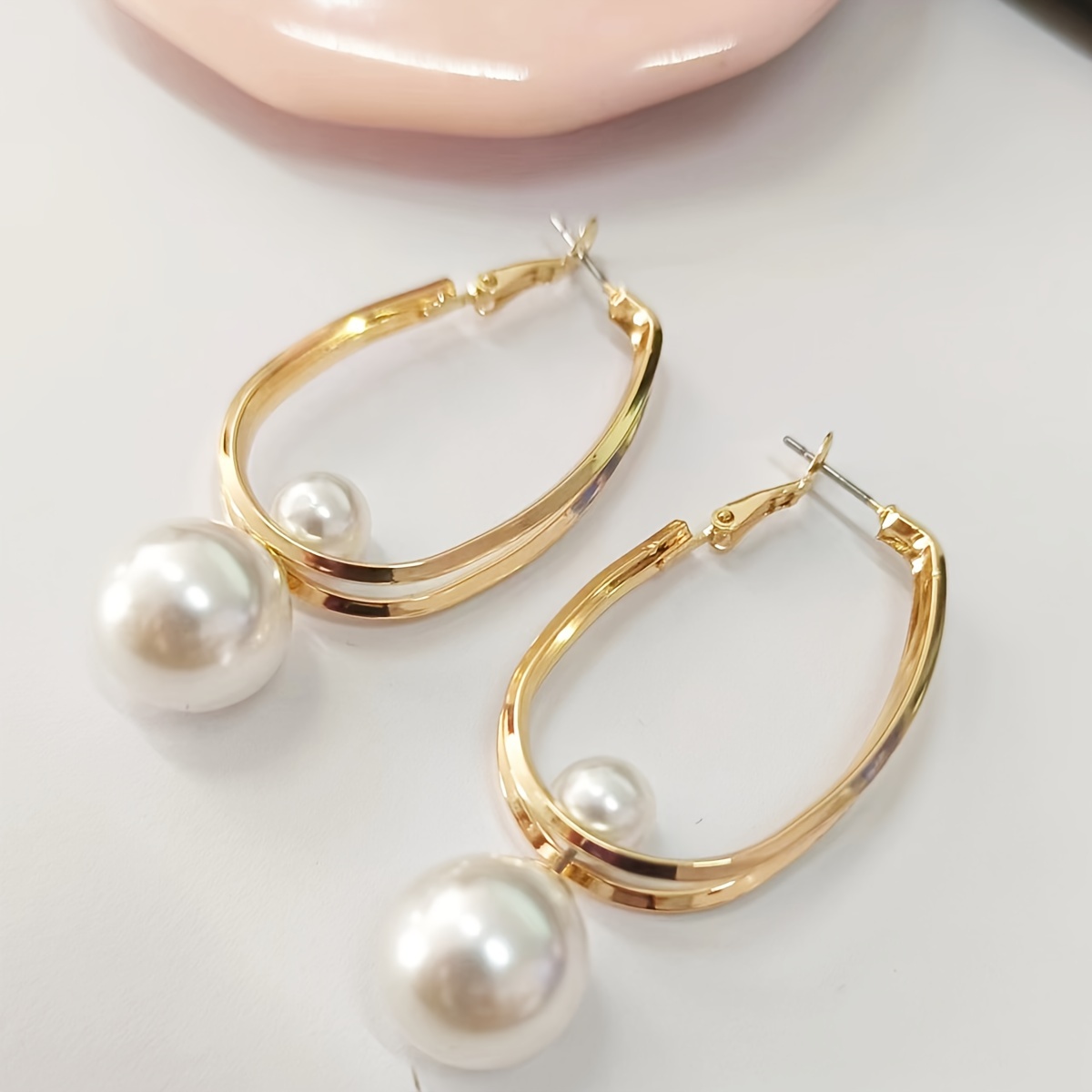 TEMU 1 par de aretes de aro largos de capa, de moda, de y elegantes con