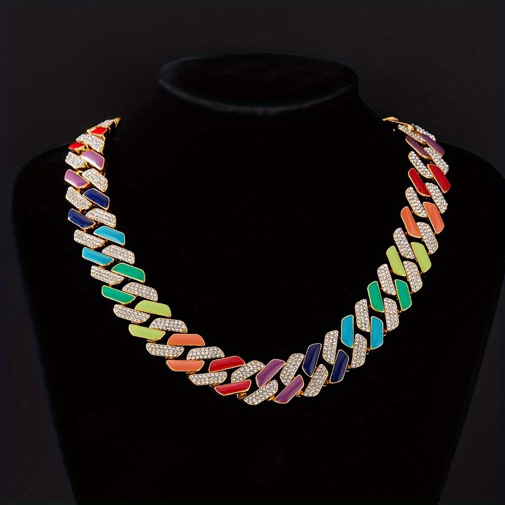 1pc mens hip hop style rhinestone necklace fashion jewelry accessories details 3
