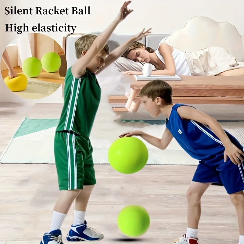 Silent Basketball,5Pcs Mute Ball Children Mute Elastic Ball with Basket