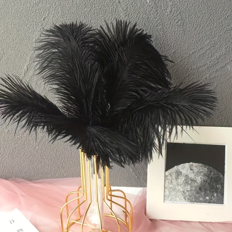 Black 10 pcs 20-25cm Ostrich Feathers Decor Centerpieces Carnival