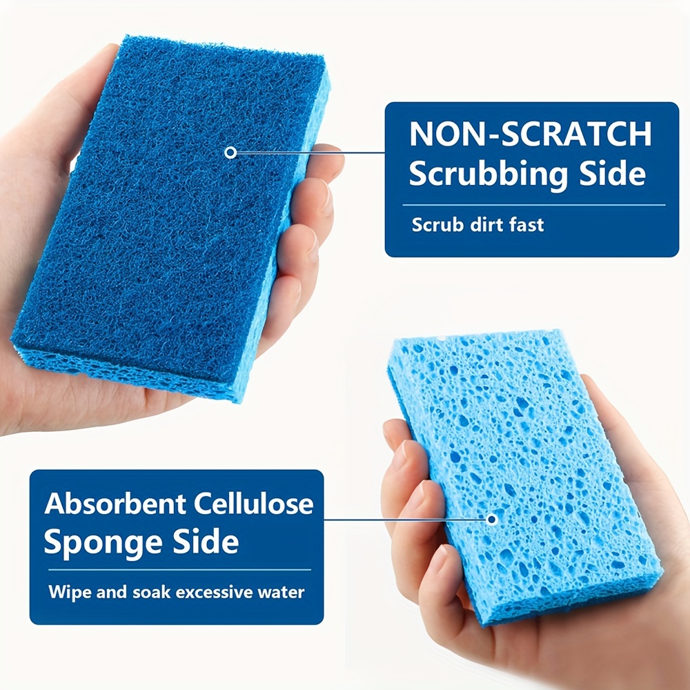 Dish Sponge Oil Free Household Cleaning For Kitchen Non-Scratch Cellulose  Scrub Sponge Dual-Sided Dishwashing Sponge For