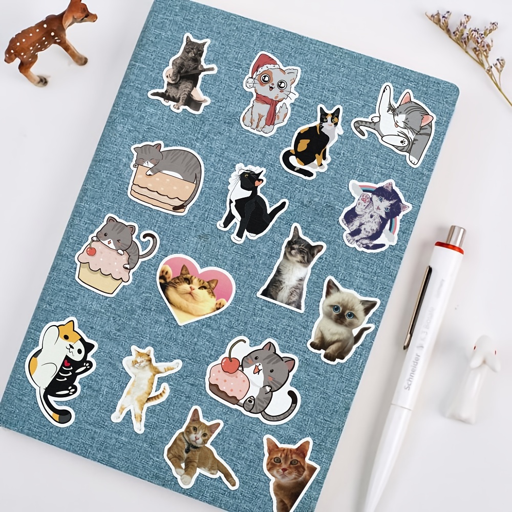 50pcs Cute Kitten Stickers Vinyl Waterproof Decals For Water Bottle ...