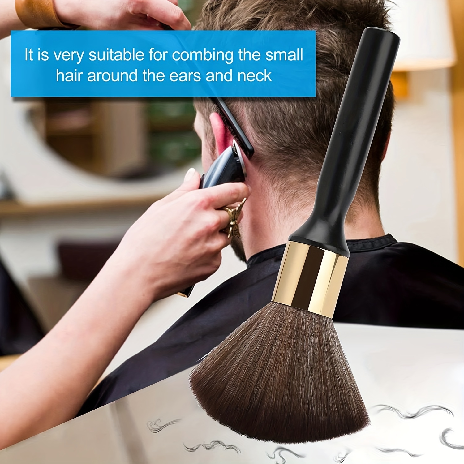 Barber Soft Brush Neck Face Duster Long Handle Hair Cleaning Beard Salon Tool