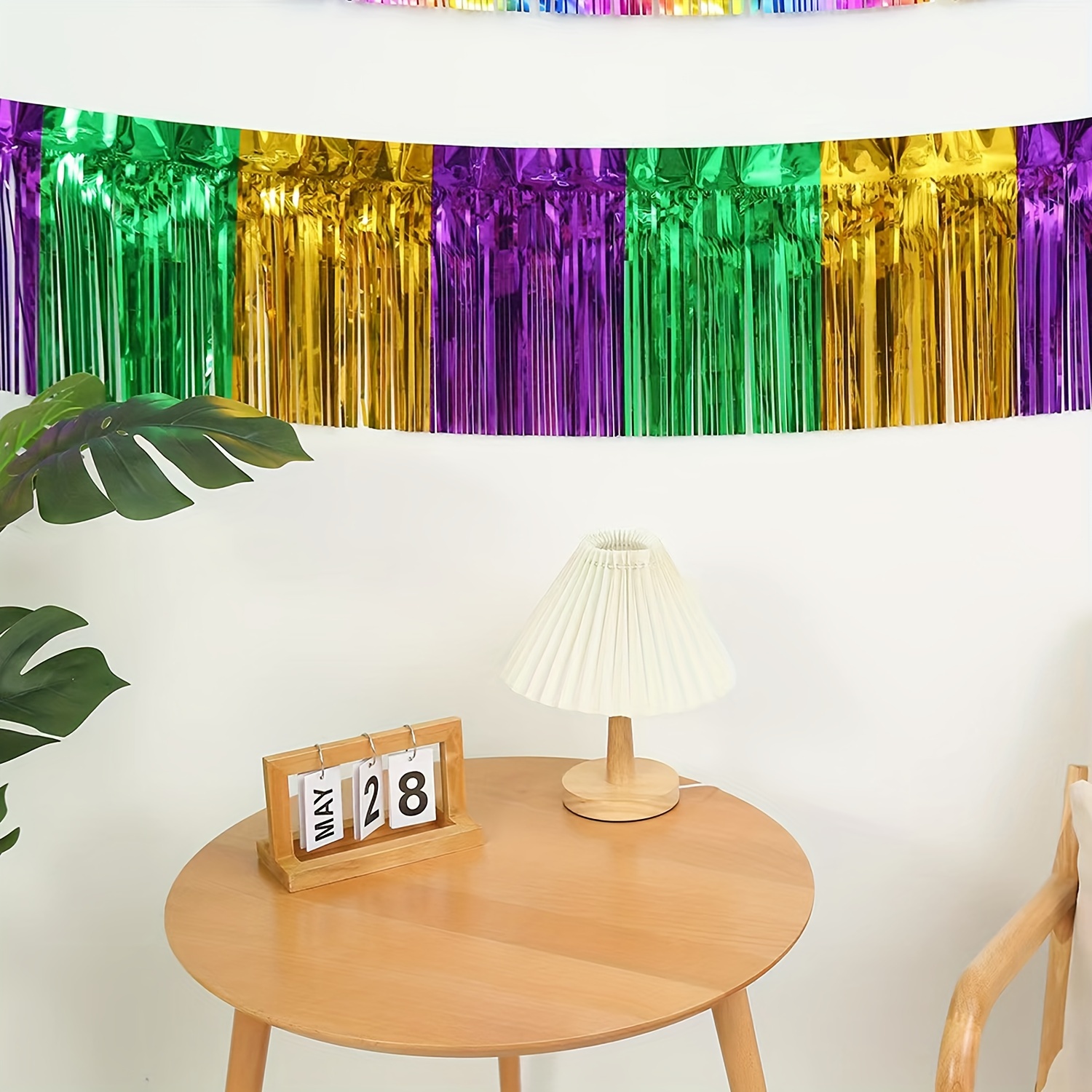 Green Backdrop Curtains for Party Decorations -6.5x8.2 ft, Pack of 2 | LILF Non-Marking Tape Foil Fringe Curtain Tinsel Streamers Backdrop for