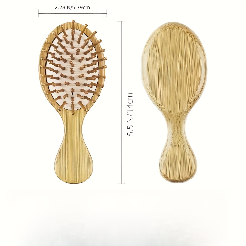  Small Hair Brush for Purse - Wooden Bristle Detangler  Hairbrush For Detangling Women, Men & Kids Wet or Dry Hair - Natural Wood  Handle & Bristles - Travel Size and