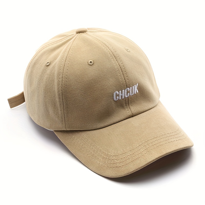 CHCUK Embroidery Cotton Baseball Cap Unisex Solid Block Couple Sun Hat