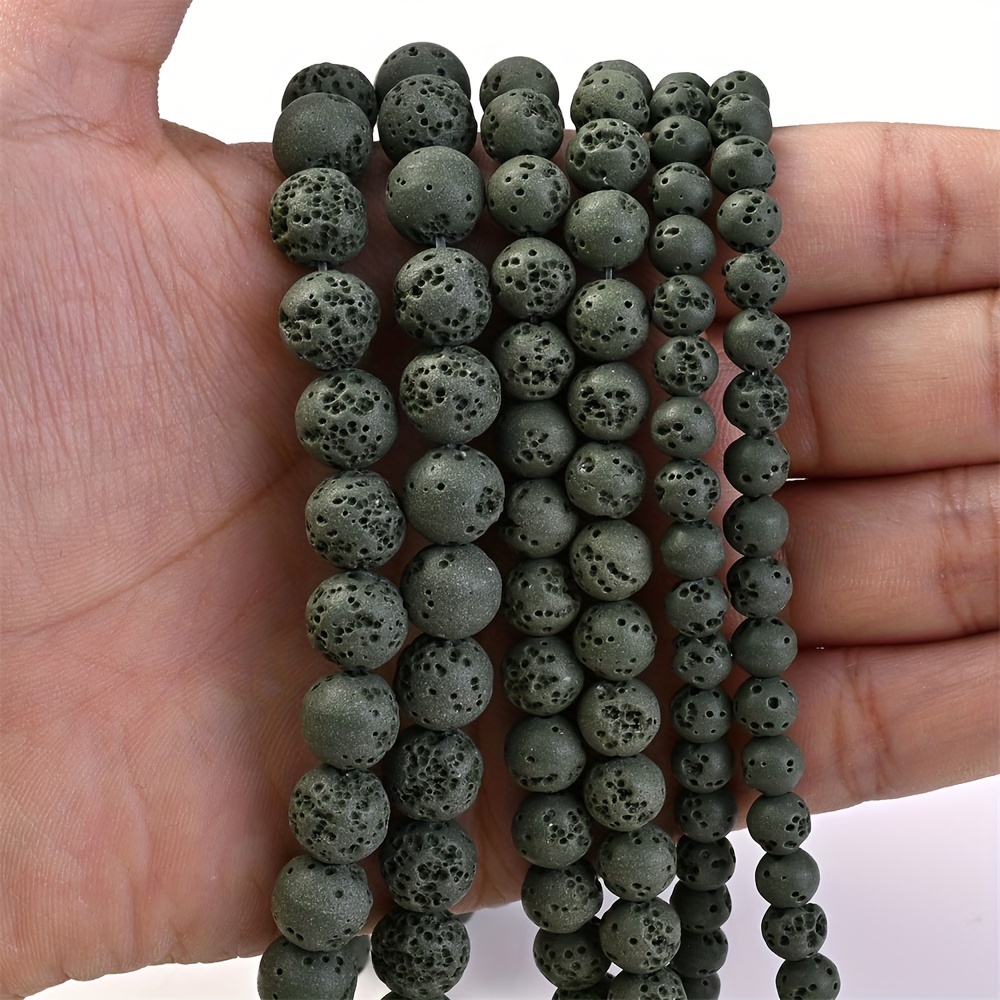 Colorful Volcanic Lava Beads Round Loose Spacer Beads For - Temu