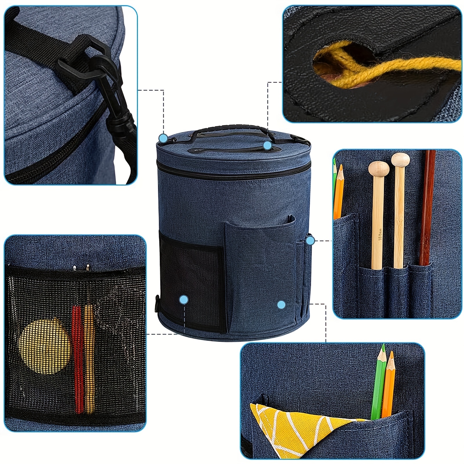 Knitting Bag Diy Yarn Organizer Tote Bag Portable - Temu