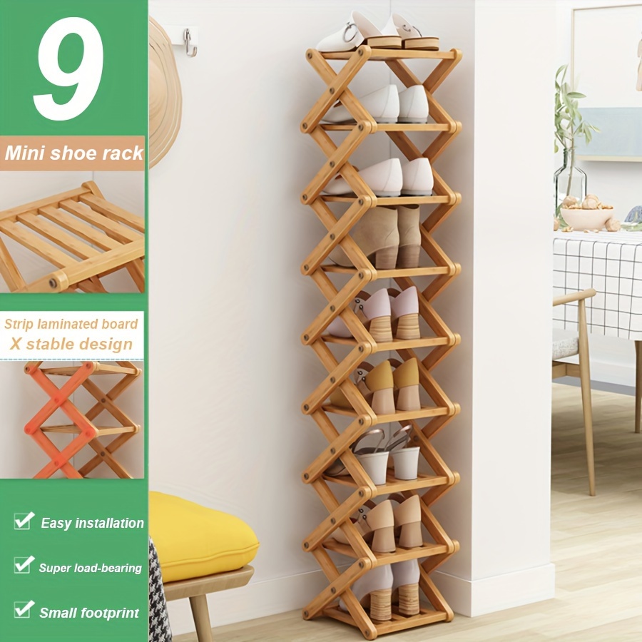 Cross Shoe Rack Simple Multi layer - Temu Bamboo Bedroom Indoor