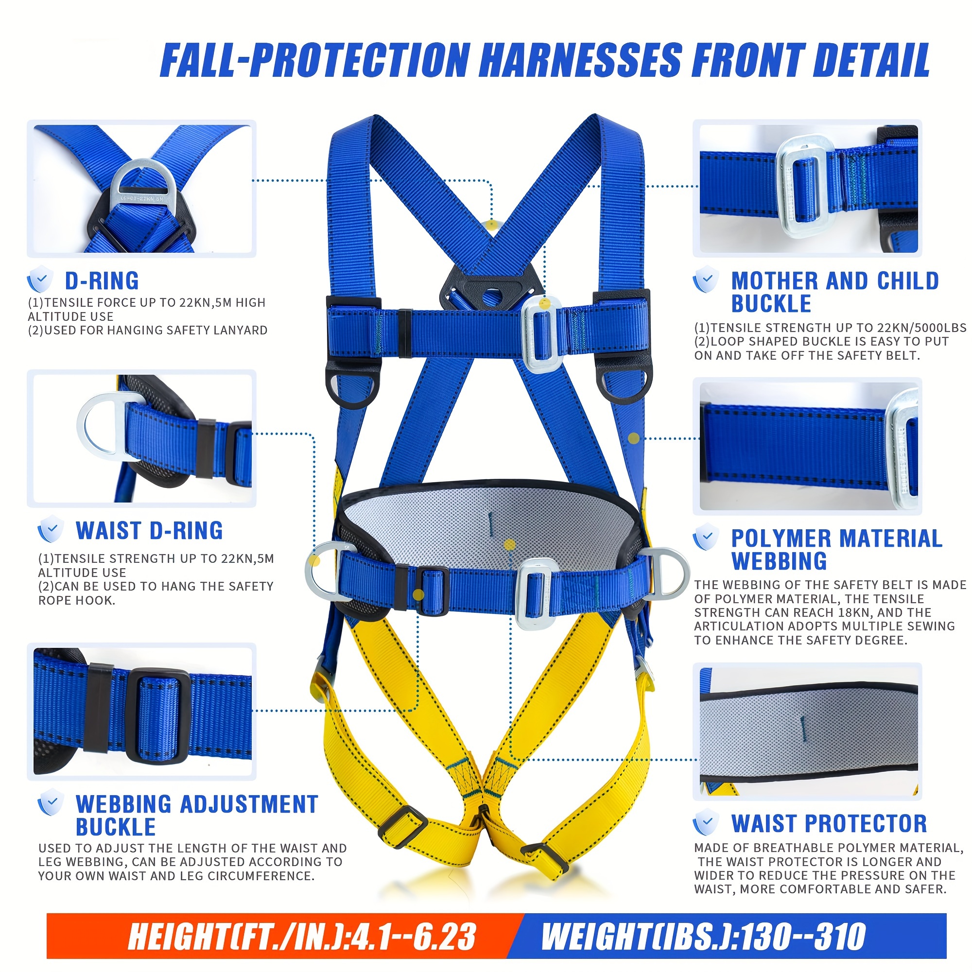 Universal Full Body Fall Protection Safety Harness Dorsal D - Temu