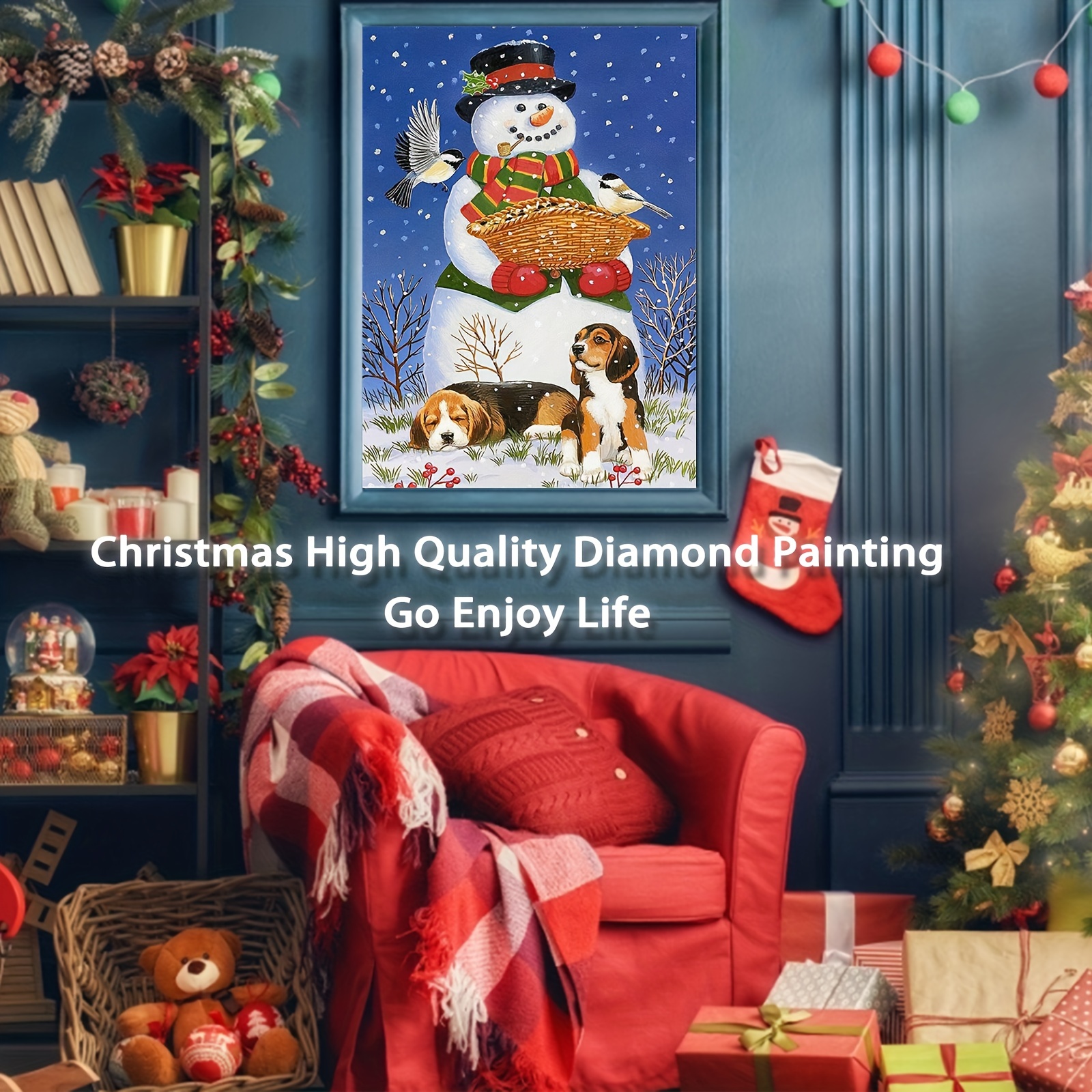 Christmas Diamond Art Painting Kits for Adults, Full Drill Snowman Diamond  Dots
