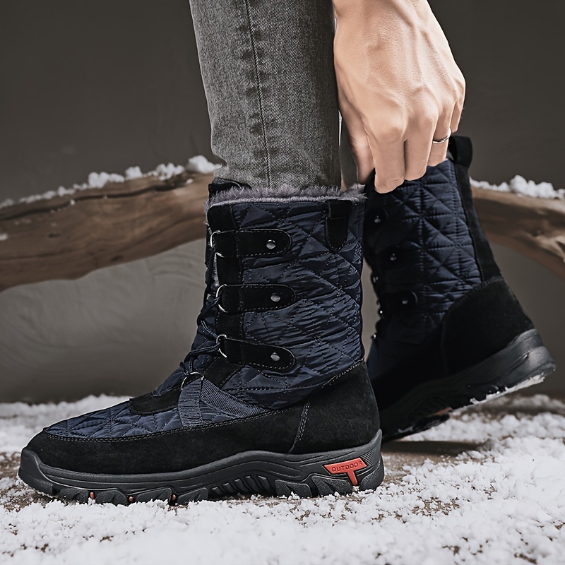 Mens Slip Resistant Snow Boots Winter Thermal Shoes Windproof Calf