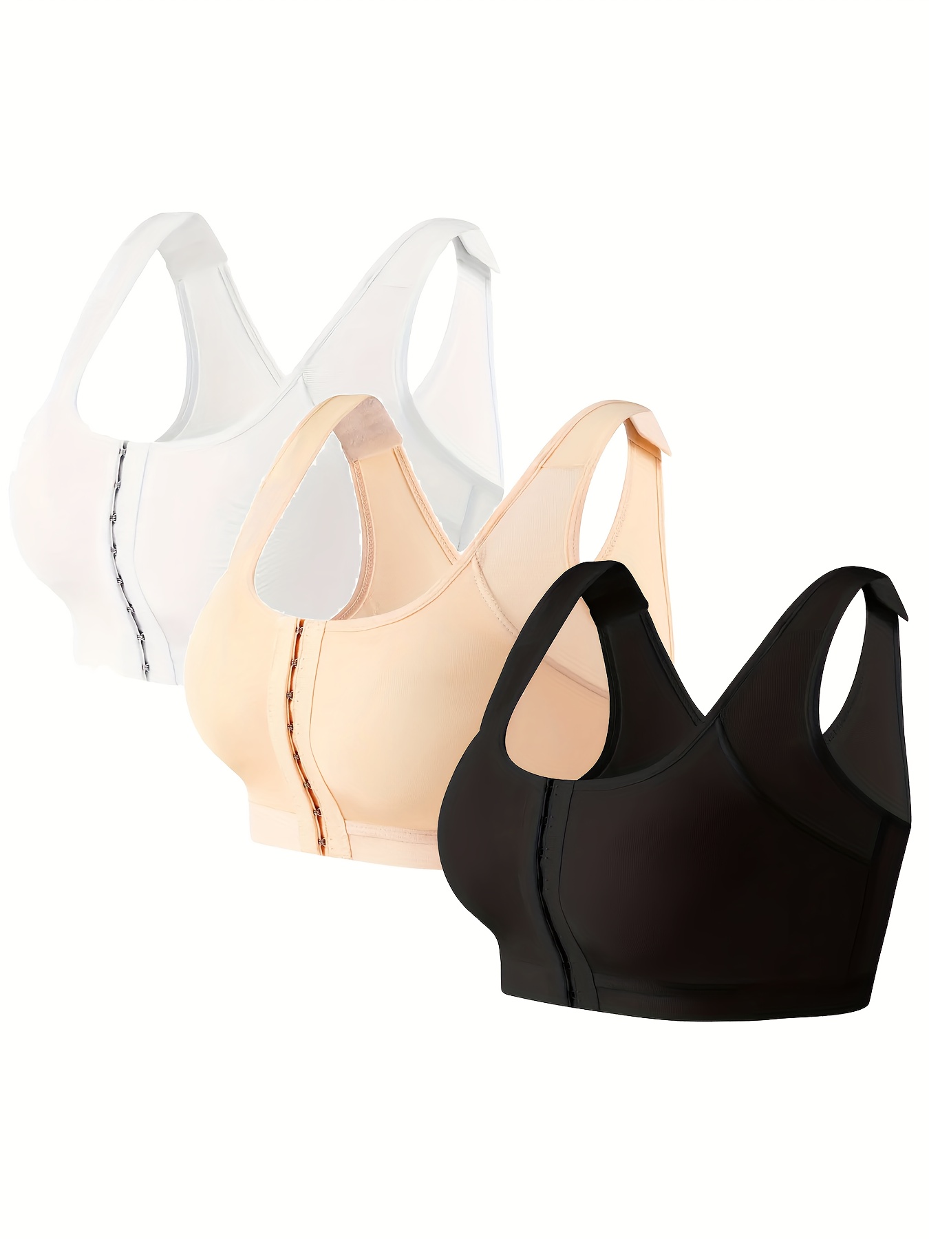 Solid Wireless Sports Bra Comfy Breathable Front Closure - Temu