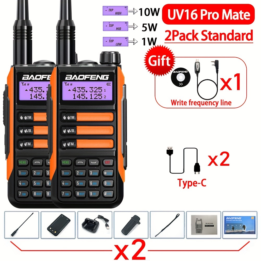 Baofeng UV-25 10W Tri Band Power Walkie Talkie Long Range Type-C Two Way  Radio
