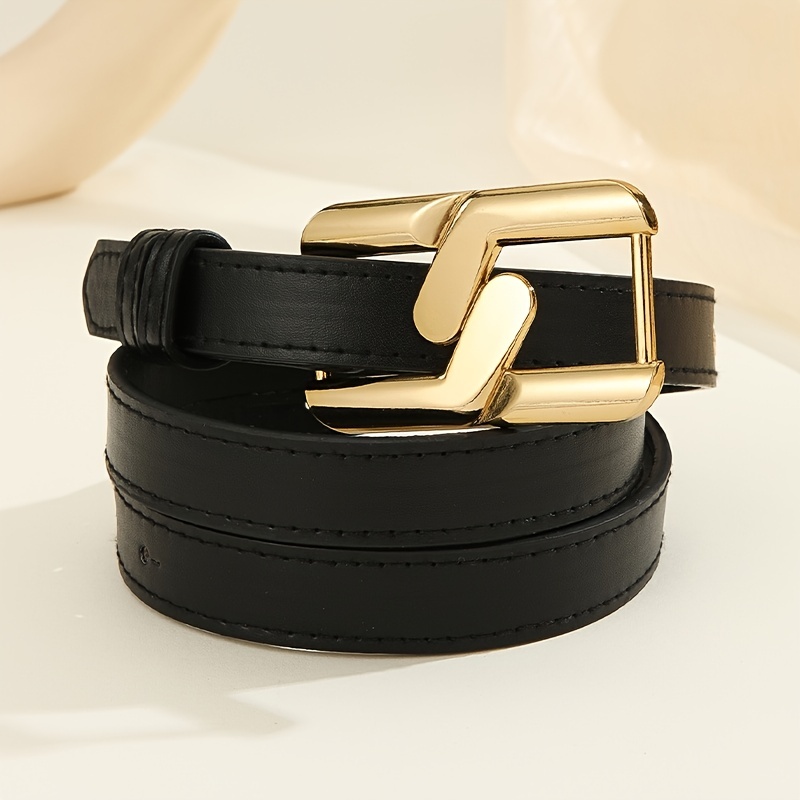 Letter N Buckle Belt Simple Monochrome Versatile Pu Leather Waistband Stylish  Women's Dress Jeans Decoration Belt - Temu