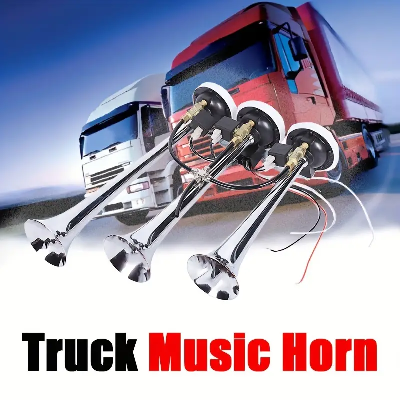 Silberner Lkw horn 3 trompeten luft horn Super Lautes - Temu Germany