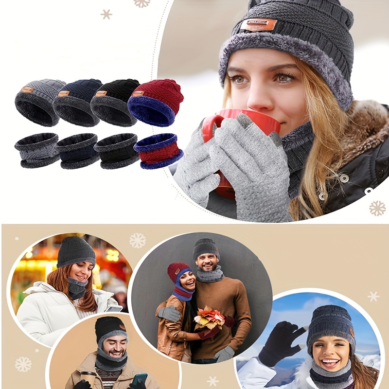 Gorro de invierno con visera y orejeras para hombre, juego de bufanda de  forro polar para exteriores