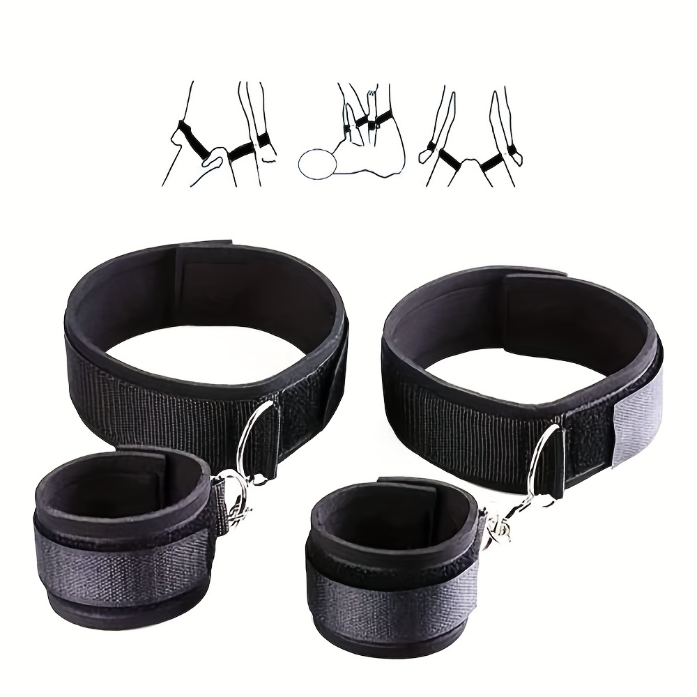 Black Bdsm Trainer Handcuffs Sex Harness Adjustable Bondage - Temu