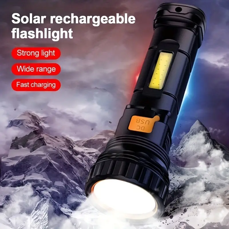 1pc Solar Usb Rechargeable Flashlight Portable Waterproof And Ready For Any  Adventure, Shop Now For Limited-time Deals