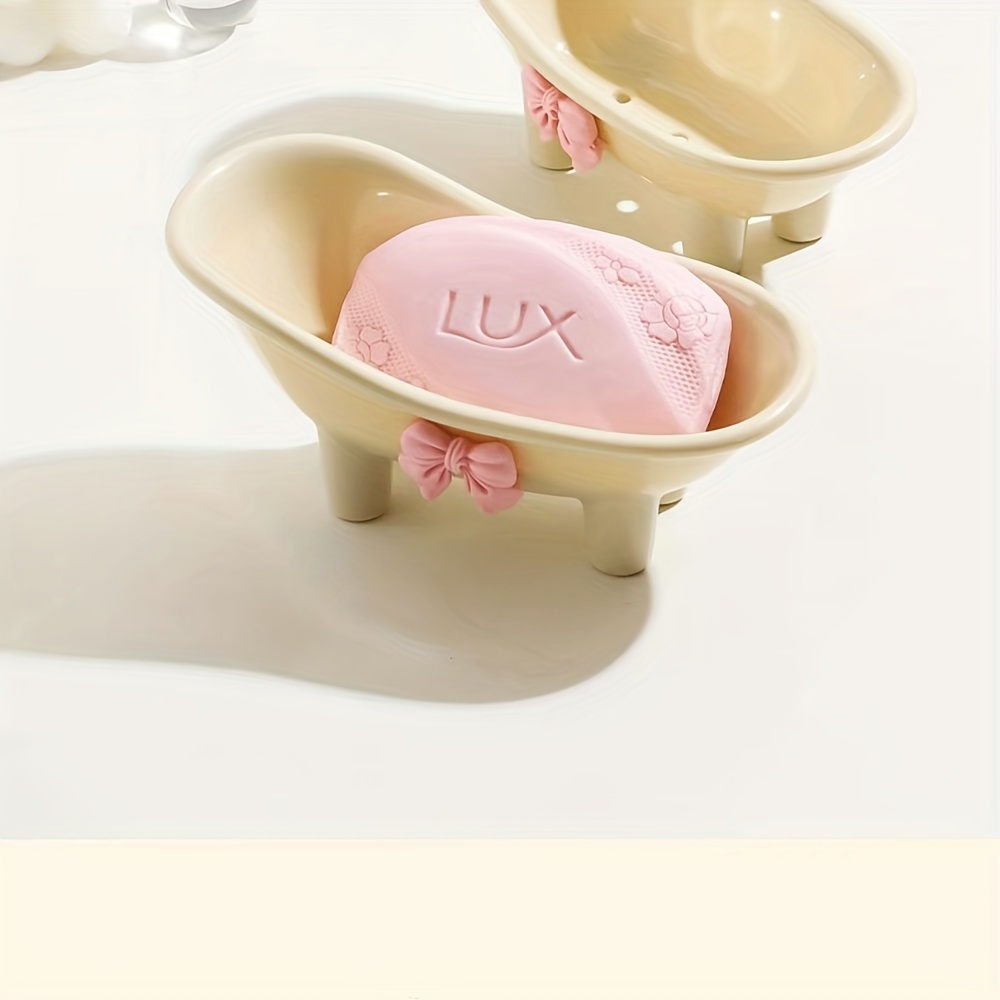 1pc Cute Bathtub Shaped Soap Dish, Ceramic Soap Holder, Cute Creative Soap  Tray, Soap Organizer For Home Bathroom, Bathroom Decor