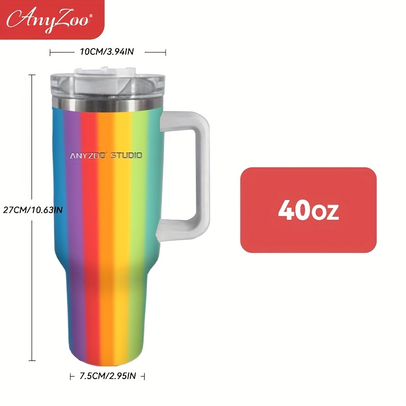 Anyzoo Tumbler Water Bottle With Handle And Straw Lid, Insulated