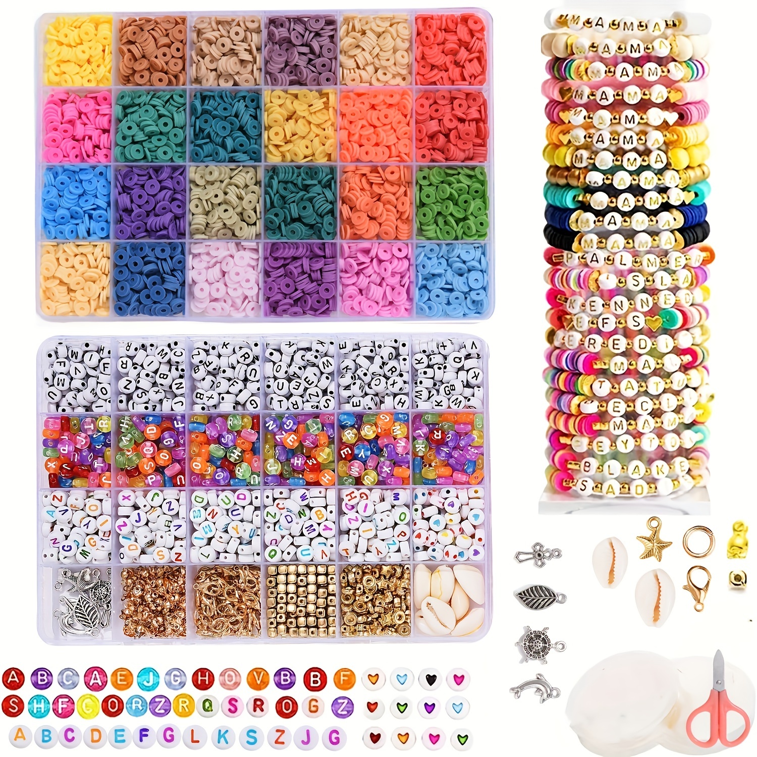 Colorful Clay Disc Beads With Letters Smiling Face Multi - Temu