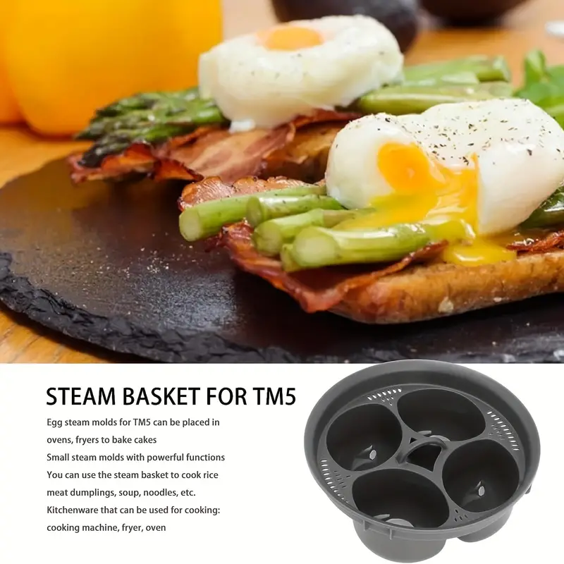 1 Egg Maker, 4 Egg Molds Steam Basket For Thermomix Tm5 Tm6, Egg Poacher,  Food Grade Pp Egg Mould, Multifunctional Egg Boiler Accessory, Egg Cooker -  Temu