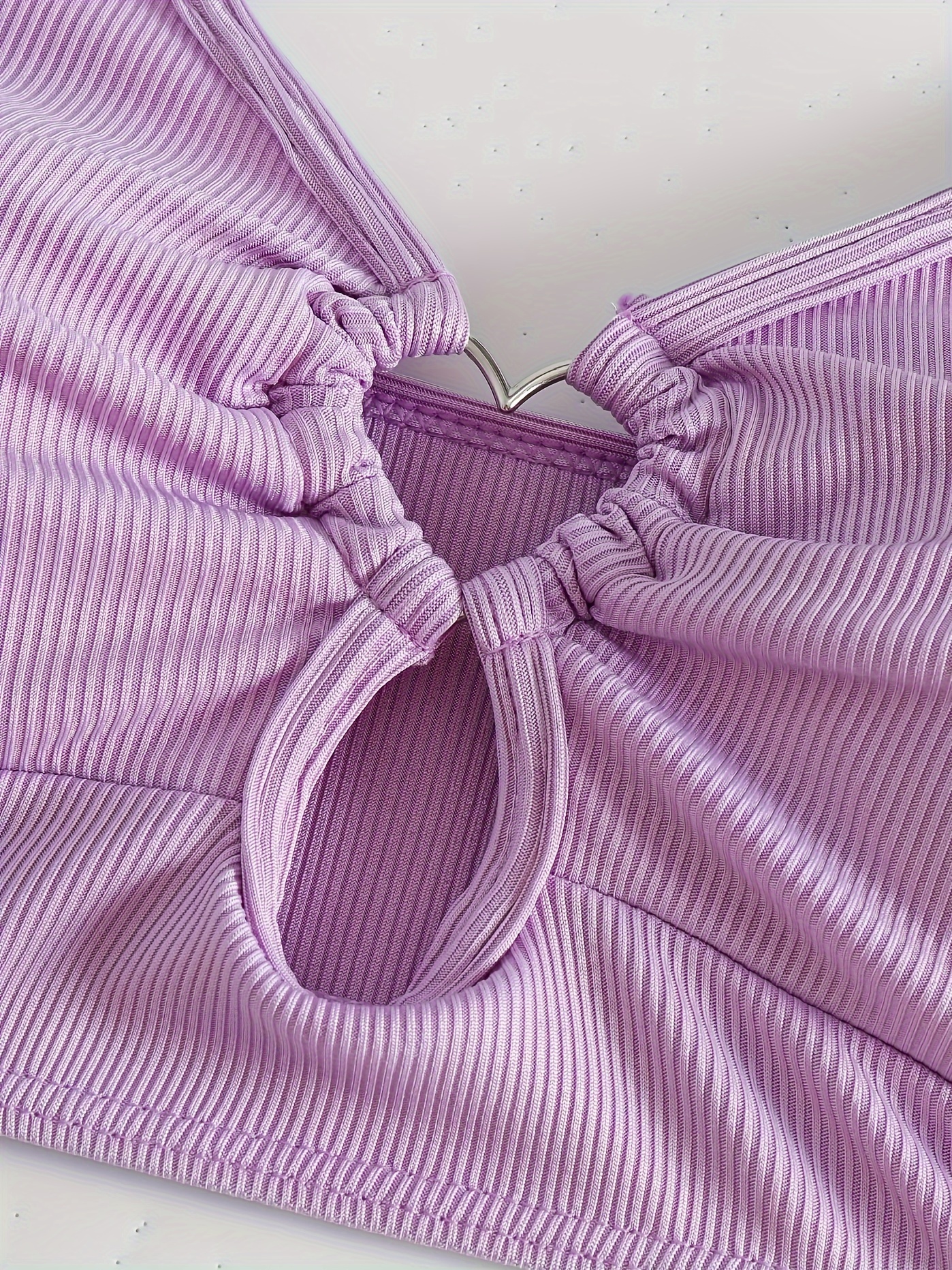 Fashionable Women'S Tankini Top with Heart Pattern And Ribbed Fabric