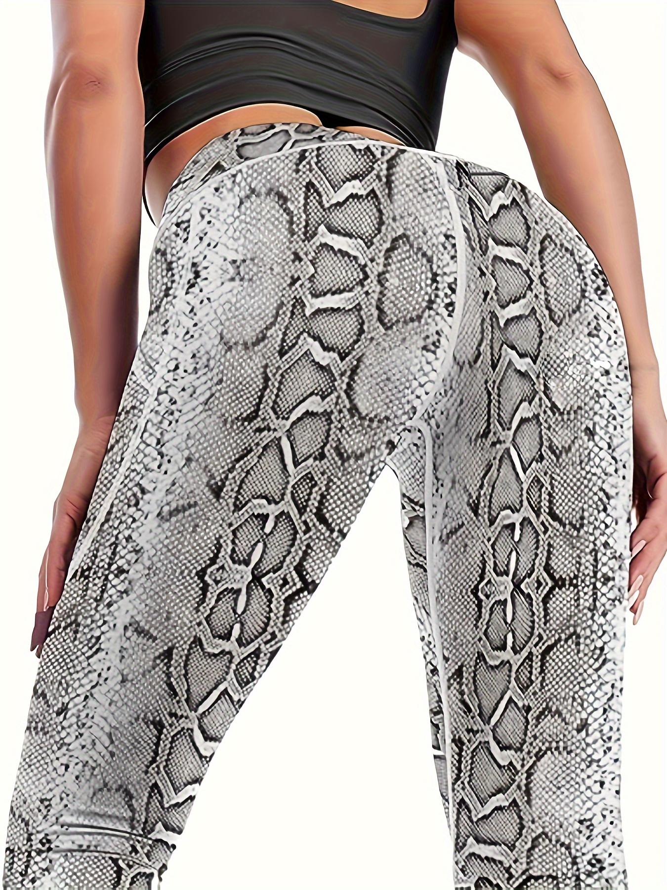 Plus Size Sports Leggings Set Women's Plus Star Snake Skin - Temu