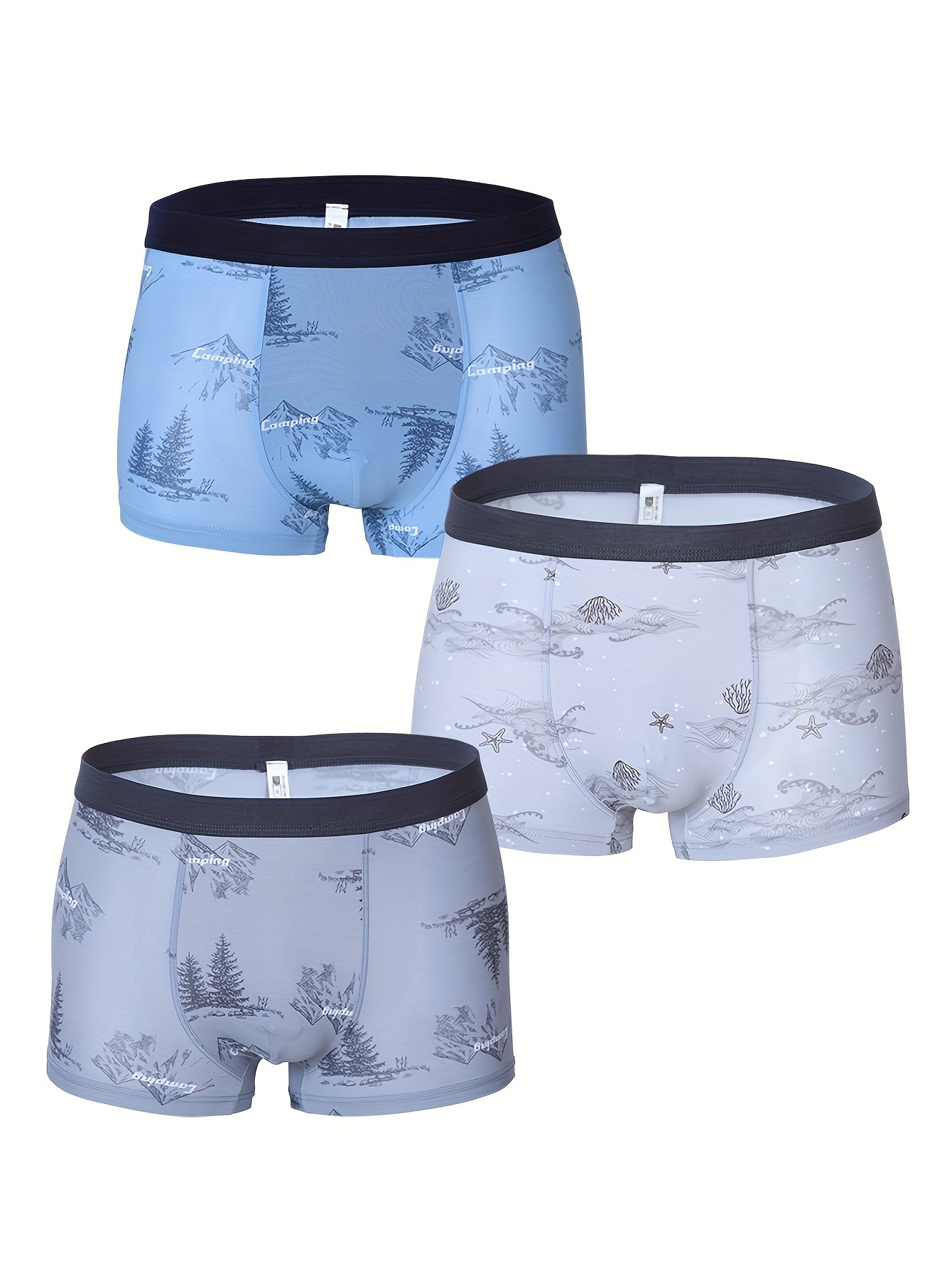 Men's THE FAMILY JEWELS Print Boxers Briefs, Novelty Funny Boxers Trunks,  Breathable Comfy Stretchy Underpants, Men's Trendy Underwear