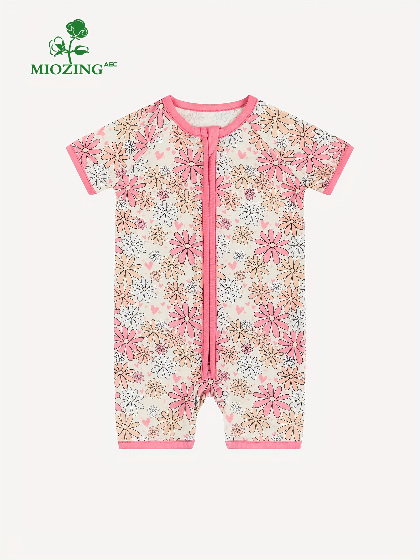 Baby Romper, Bamboo Fiber Soft Zip Up Cute Cartoon Print Jumpsuit with Foldable Foot Covers - Perfect for Your Little Princess & Prince,Temu